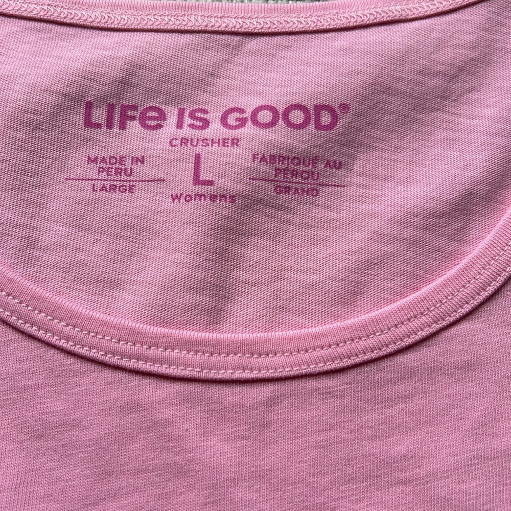 Life Is Good Pink Sleeveless Top with Bicycle Design Basket Crusher Large NWT - Picture 3 of 6